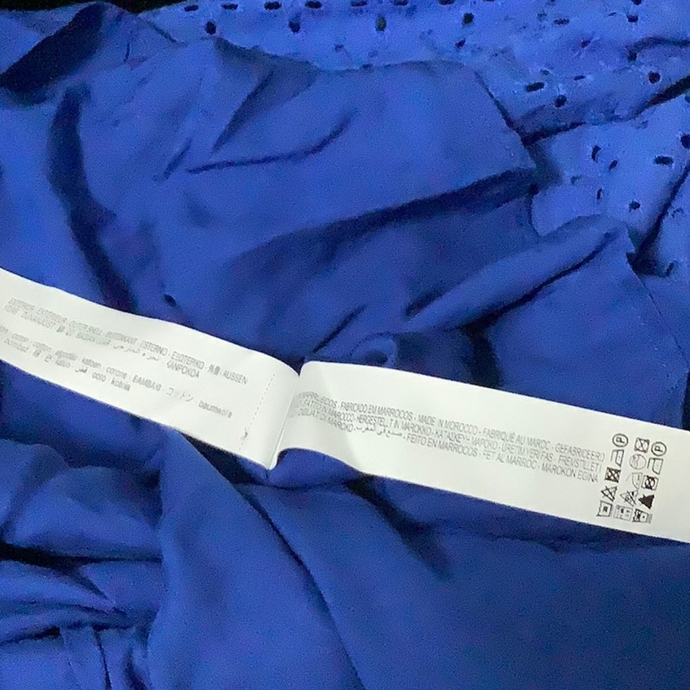 Zara Blue Eyelet Midi Summer  Dress XS (W699) - Picture 6 of 16